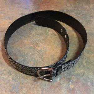 Coach signature black & gray fabric & leather belt